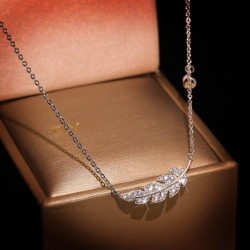 Necklace with silver feather / zircon - 925 sterling silverNecklaces