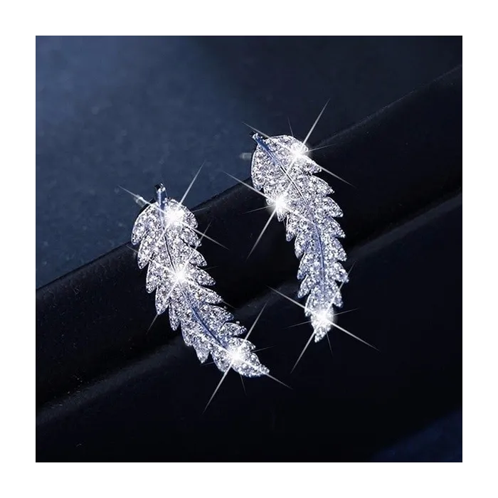 Crystal feathers - elegant stud earringsEarrings