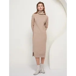 Loose knitted dress - long sweater - with turtleneck / long sleeveDresses