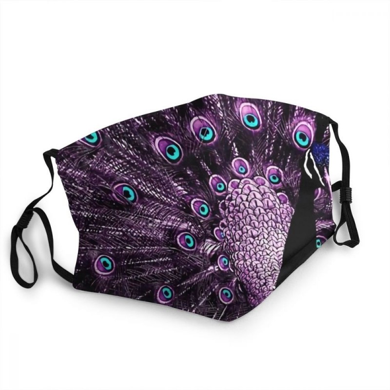 Protective face / mouth mask - reusable - waterproof - purple peacock printMouth masks