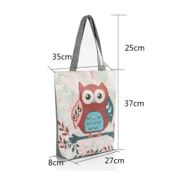 Classic handbag with zipper - single shoulder strap - print with flowers / owlsHandbags