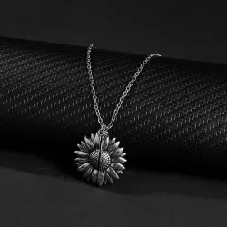 Sunflower shaped pendant with necklace - openable - "You Are My Sunshine" letteringNecklaces