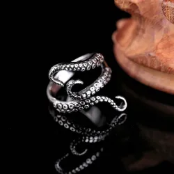 Octopus tentacle ring - titanium steel - adjustableRings