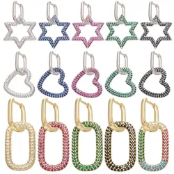 Small crystal earring with hook - heart / star / rectangle shapedEarrings