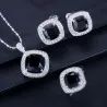 Elegant jewellery set - necklace / earrings / ring - with sapphire - sterling silverNecklaces