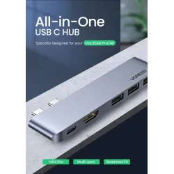 UGREEN - USB C HUB dual type-C to multi USB 3.0 4K HDMI - adapter Thunderbolt 3 - for MacBook Pro AirHubs