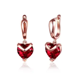 Luxurious earrings with red crystal heartEarrings