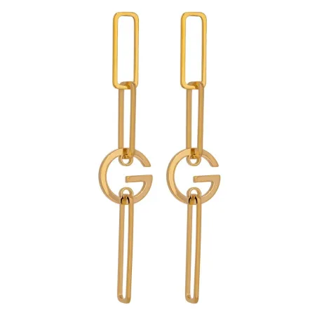 Stylish irregular geometric long earrings - with G letter - goldEarrings