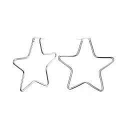 Large star hoop silver earringsEarrings