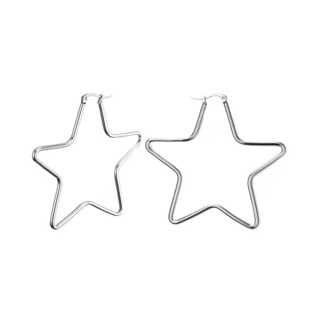Large star hoop silver earringsEarrings