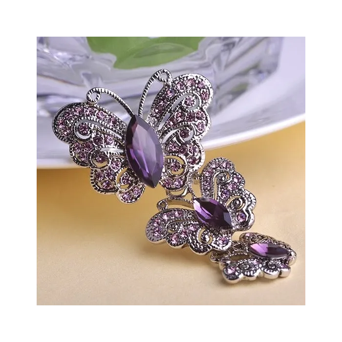 Vintage brooch with triple crystal butterfliesBrooches