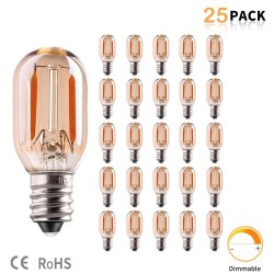 Vintage LED bulb - Edison tubular - T22 - E12 - E14 - 1W - dimmable - 2200K gold - 25 pieces