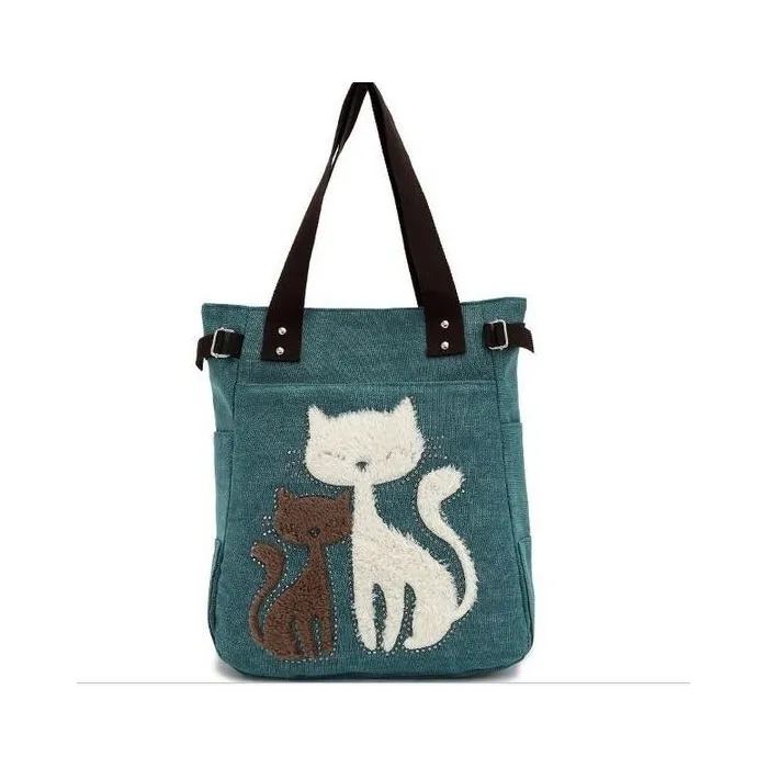 Classic canvas bag with printed catHandbags