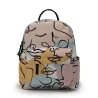 Trendy mini backpack - abstract line face printedBackpacks