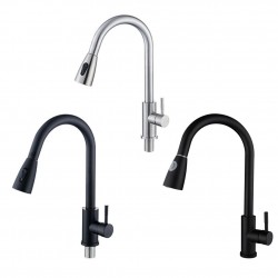 Kitchen faucet - pull-out head nozzle - rotatable - stainless steelKitchen faucets