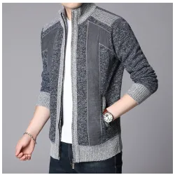 Thick warm sweater - short jacket with zipper - cashmere / wool / fleeceJackets