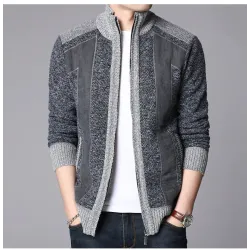 Thick warm sweater - short jacket with zipper - cashmere / wool / fleeceJackets