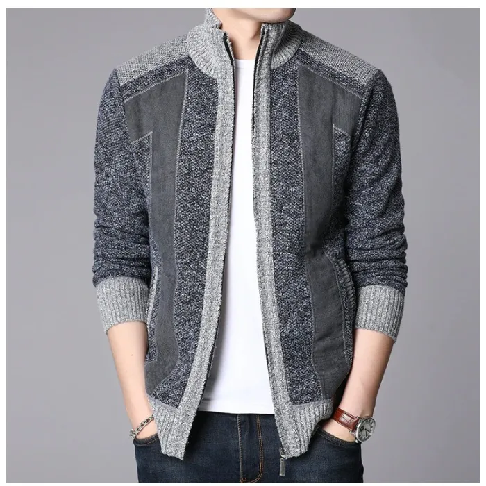 Thick warm sweater - short jacket with zipper - cashmere / wool / fleeceJackets
