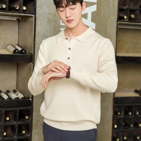 Men's POLO pullover - t-shirt with buttons - cashmereHoodies & Sweatshirt