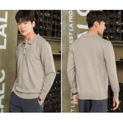 Men's POLO pullover - t-shirt with buttons - cashmereHoodies & Sweatshirt
