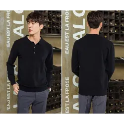 Men's POLO pullover - t-shirt with buttons - cashmereHoodies & Sweatshirt