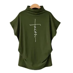 Short sleeve t-shirt - classic top - Faith Cross printedBlouses & shirts