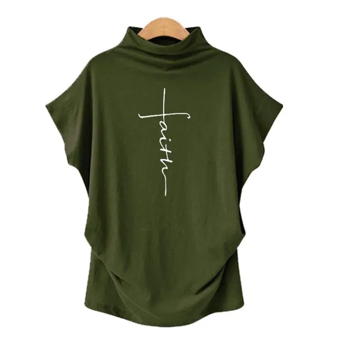 Short sleeve t-shirt - classic top - Faith Cross printedBlouses & shirts