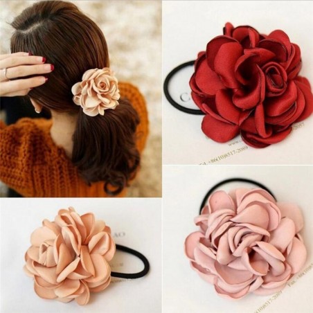 Elegant elastic hair band - with big rose