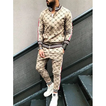 Fashionable sports tracksuit - sweatshirt with a zipper / long pants - slim fit - 3D printingPants