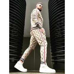 Fashionable sports tracksuit - sweatshirt with a zipper / long pants - slim fit - 3D printingPants