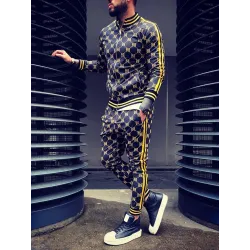 Fashionable sports tracksuit - sweatshirt with a zipper / long pants - slim fit - 3D printingPants