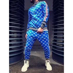 Fashionable sports tracksuit - sweatshirt with a zipper / long pants - slim fit - 3D printingPants