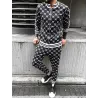 Fashionable sports tracksuit - sweatshirt with a zipper / long pants - slim fit - 3D printingPants