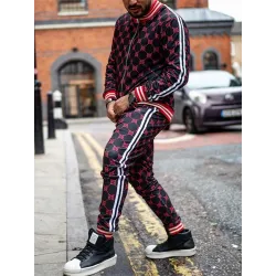 Fashionable sports tracksuit - sweatshirt with a zipper / long pants - slim fit - 3D printingPants