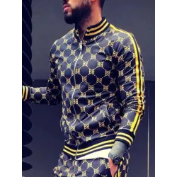 Fashionable sports tracksuit - sweatshirt with a zipper / long pants - slim fit - 3D printingPants