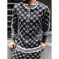 Fashionable sports tracksuit - sweatshirt with a zipper / long pants - slim fit - 3D printingPants