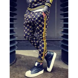 Fashionable sports tracksuit - sweatshirt with a zipper / long pants - slim fit - 3D printingPants