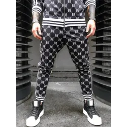 Fashionable sports tracksuit - sweatshirt with a zipper / long pants - slim fit - 3D printingPants