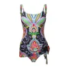 Vintage one piece swimming suit - with long tie-up topBeachwear