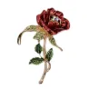 Three-leaf crystal rose - broochBrooches