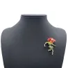 Three-leaf crystal rose - broochBrooches