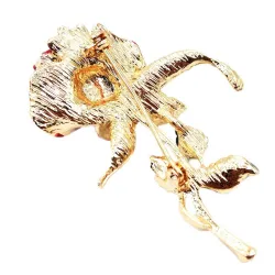Three-leaf crystal rose - broochBrooches