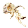 Three-leaf crystal rose - broochBrooches