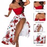 Sexy women's set - long skirt / off shoulder top - floral printDresses