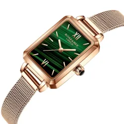 Elegant watch / with bracelet - with a green stone - stainless steel / leatherBracelets