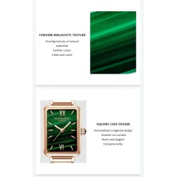 Elegant watch / with bracelet - with a green stone - stainless steel / leatherBracelets