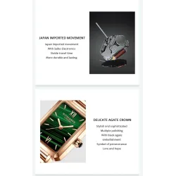 Elegant watch / with bracelet - with a green stone - stainless steel / leatherBracelets