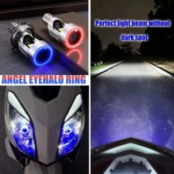 Motorcycle / car light bulb - LED - DRL - Angel Eye - blue / pink - H4 - BA20D