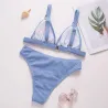 Sexy ribbed bikini set - push up - metal decorationsBeachwear