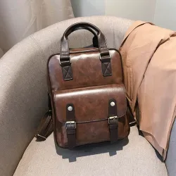 Vintage leather backpack - with anti theft zippers / buckles - waterproofBackpacks